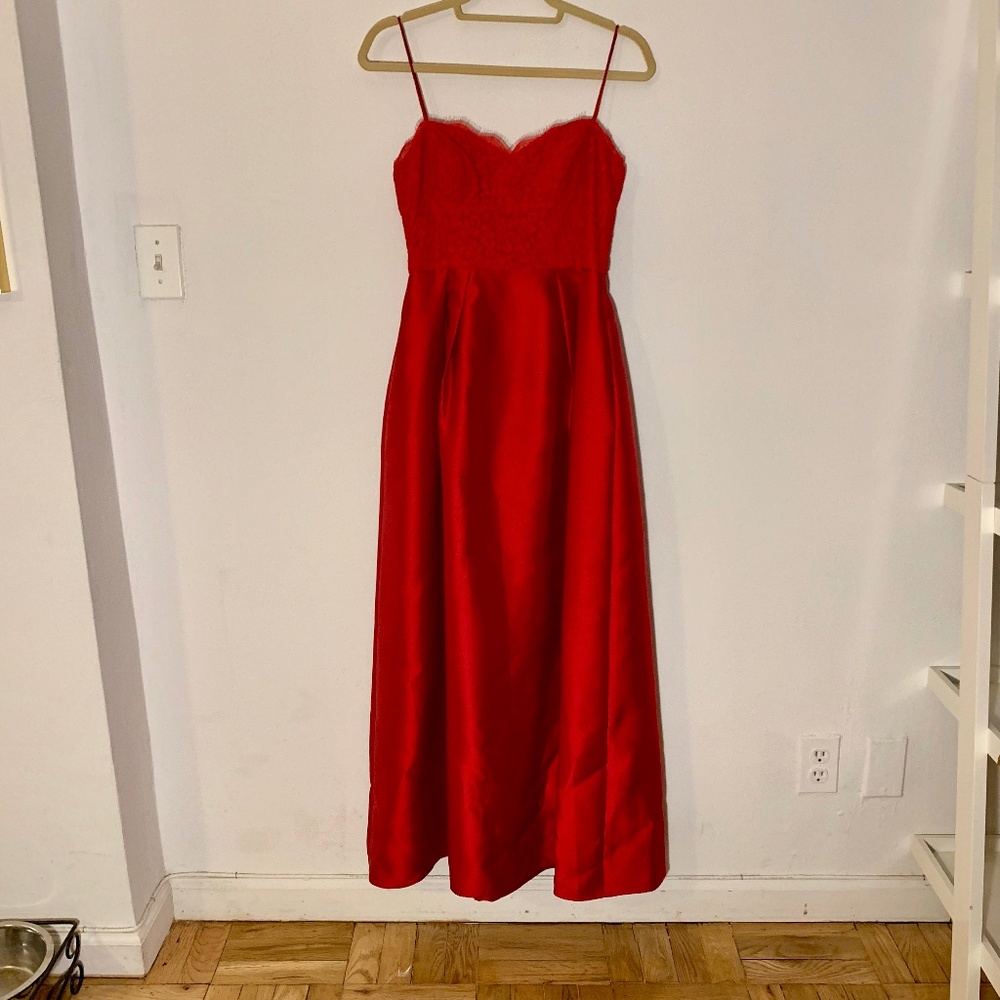 Adrianna Papell Red Lace Corset Gown